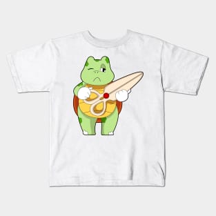 Turtle as Hairdresser with Scissors Kids T-Shirt